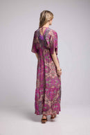 Long Mid-Length Sleeve Dress - Fuschia