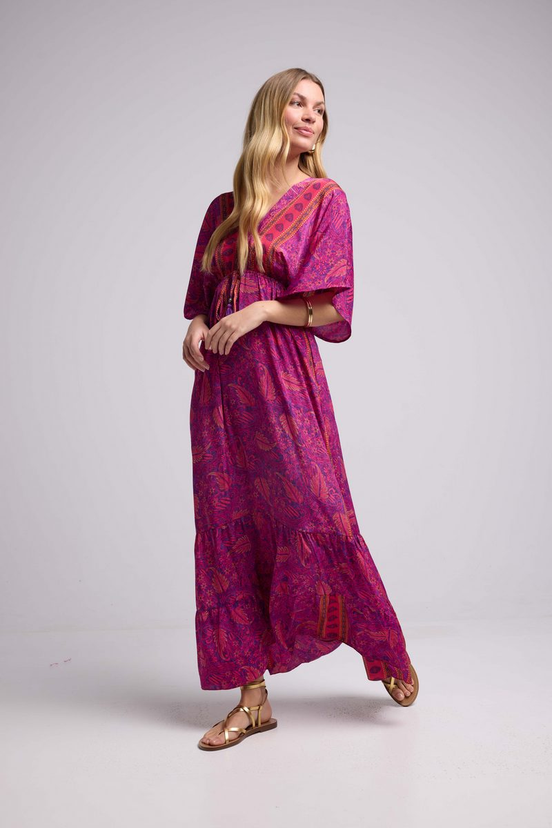 Robe Longue Manches Mi-Longues - Cachemire Violet