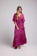 Robe Longue Manches Mi-Longues - Cachemire Violet