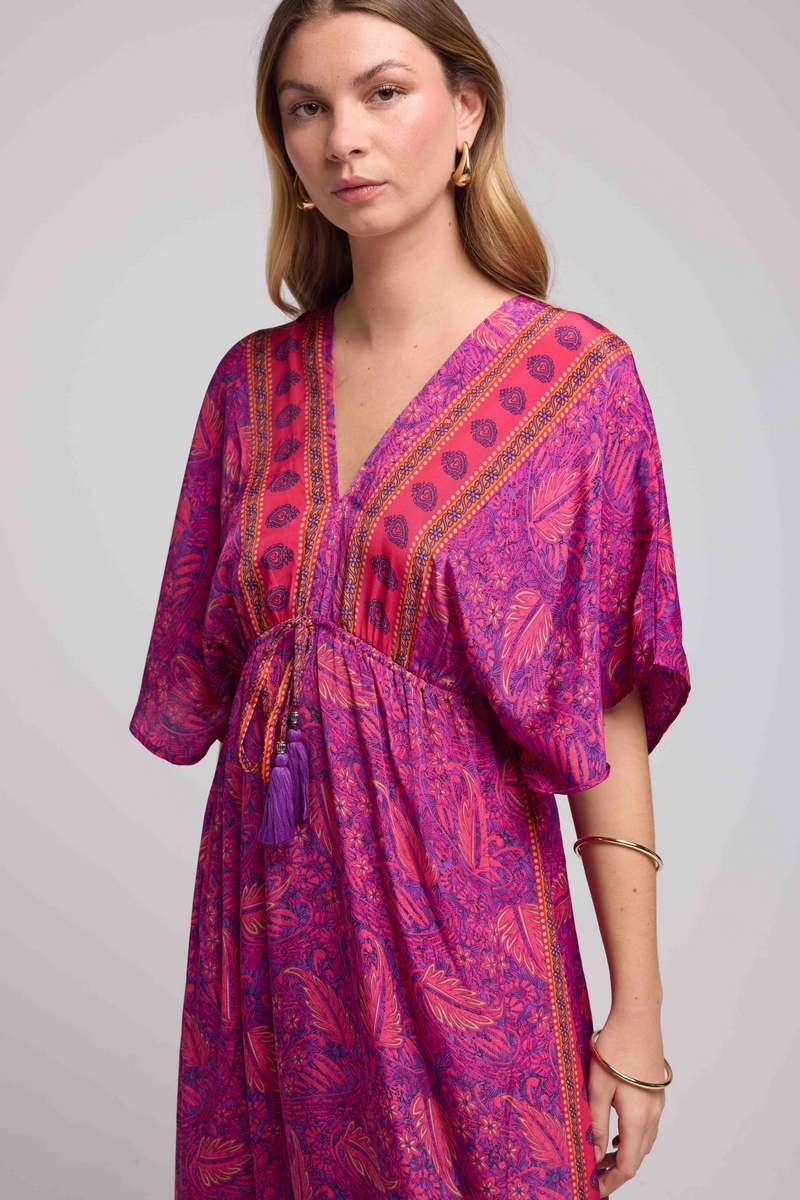 Robe Longue Manches Mi-Longues - Cachemire Violet
