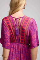Robe Longue Manches Mi-Longues - Cachemire Violet