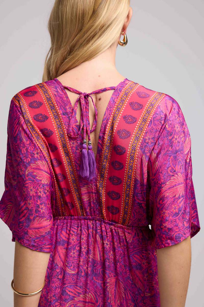 Robe Longue Manches Mi-Longues - Cachemire Violet