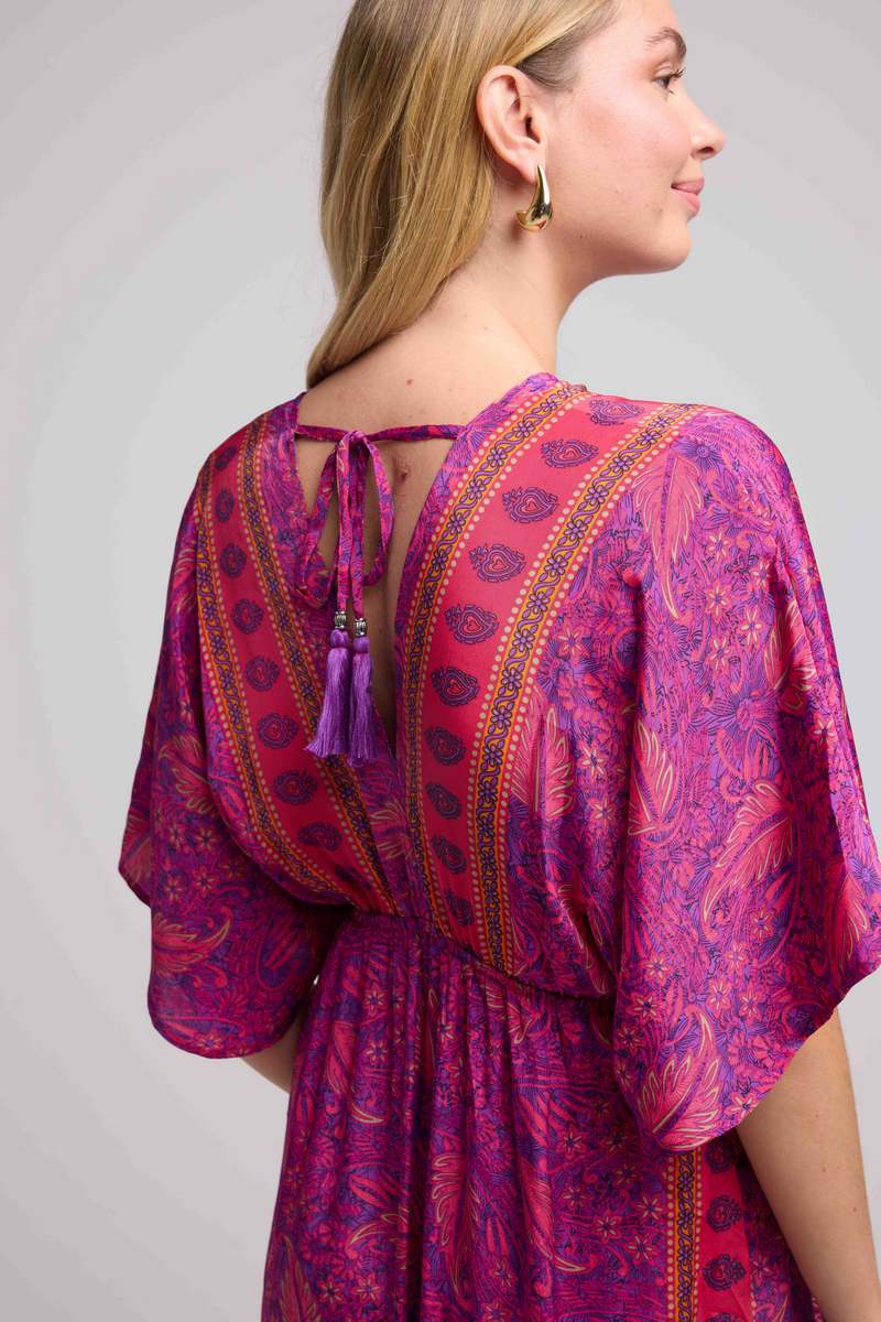 Robe Longue Manches Mi-Longues - Cachemire Violet