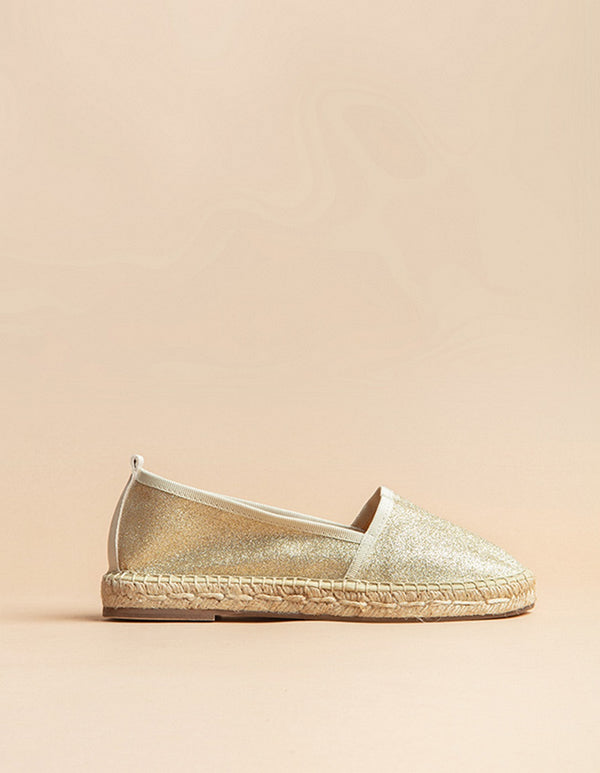 Espadrilles Plate Paloma - Paillette Dore - Femme