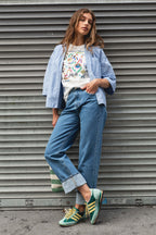 Jean Boyfriend Middle Blue - Femme