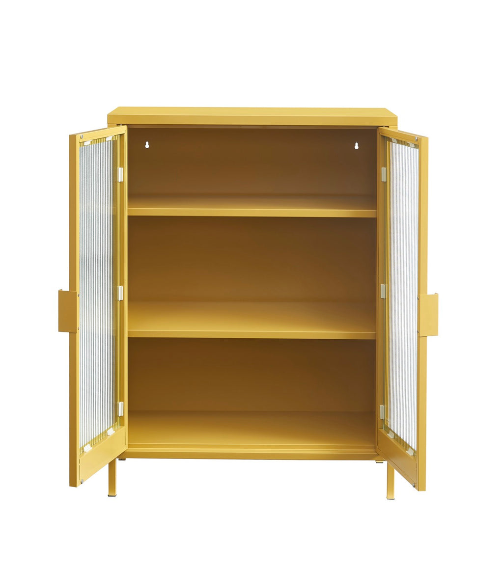 Aparador - Amarillo Mostaza - Puertas de Vidrio Estriado