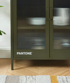 Buffet - Vert Olive Foncé - Portes En Verre Cannelé