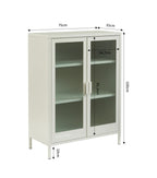 Buffet - Beige Sable - Portes En Verre Cannelé