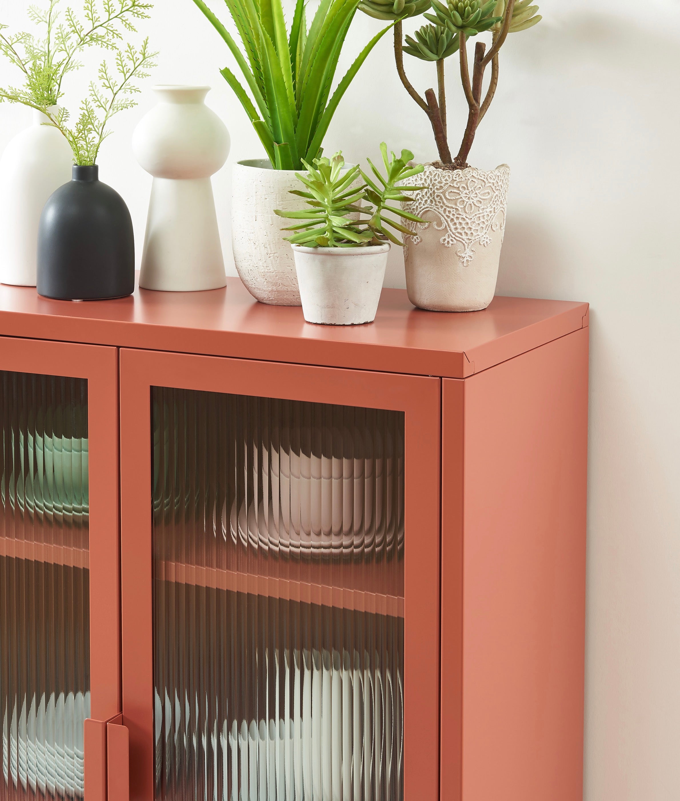 Sideboard - Terracotta - Fluted Glass Doors