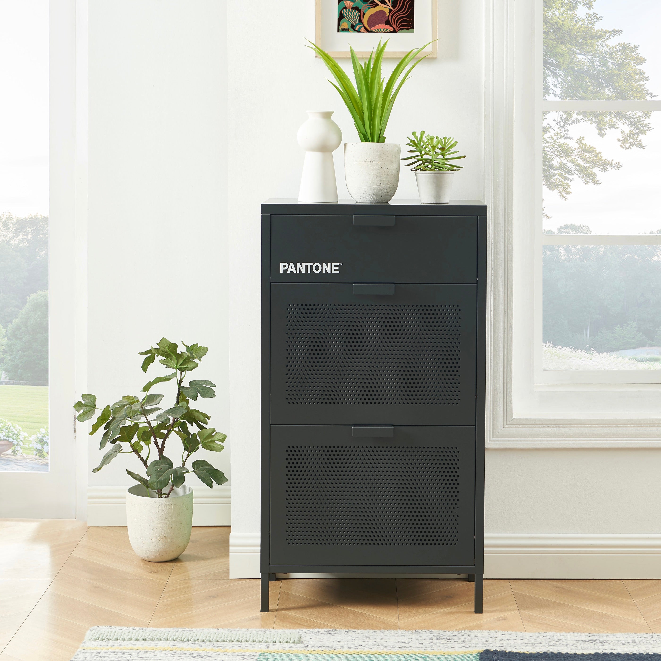 Shoe Cabinet - Metal - Anthracite Gray