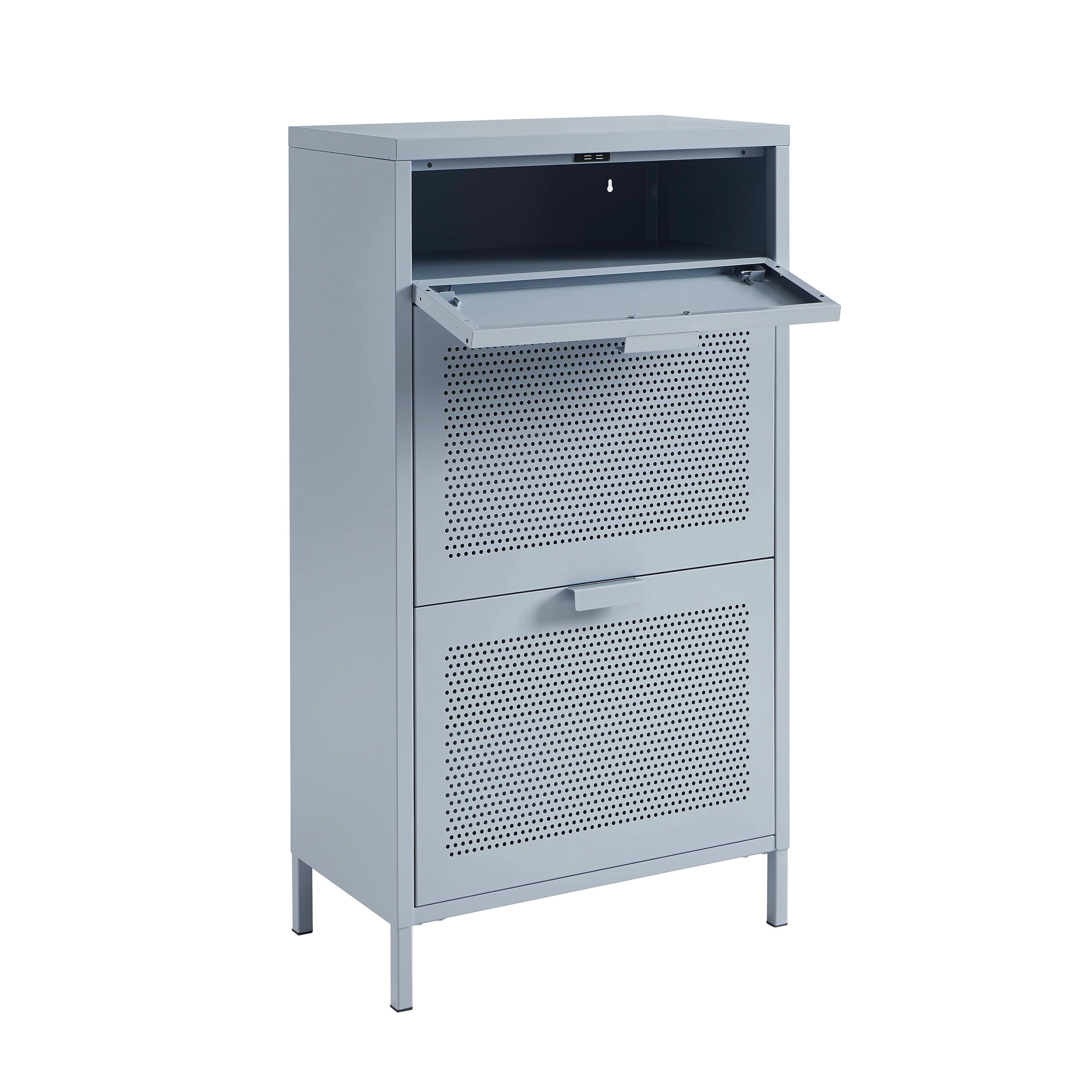 Shoe Cabinet - Metal - Gray Blue