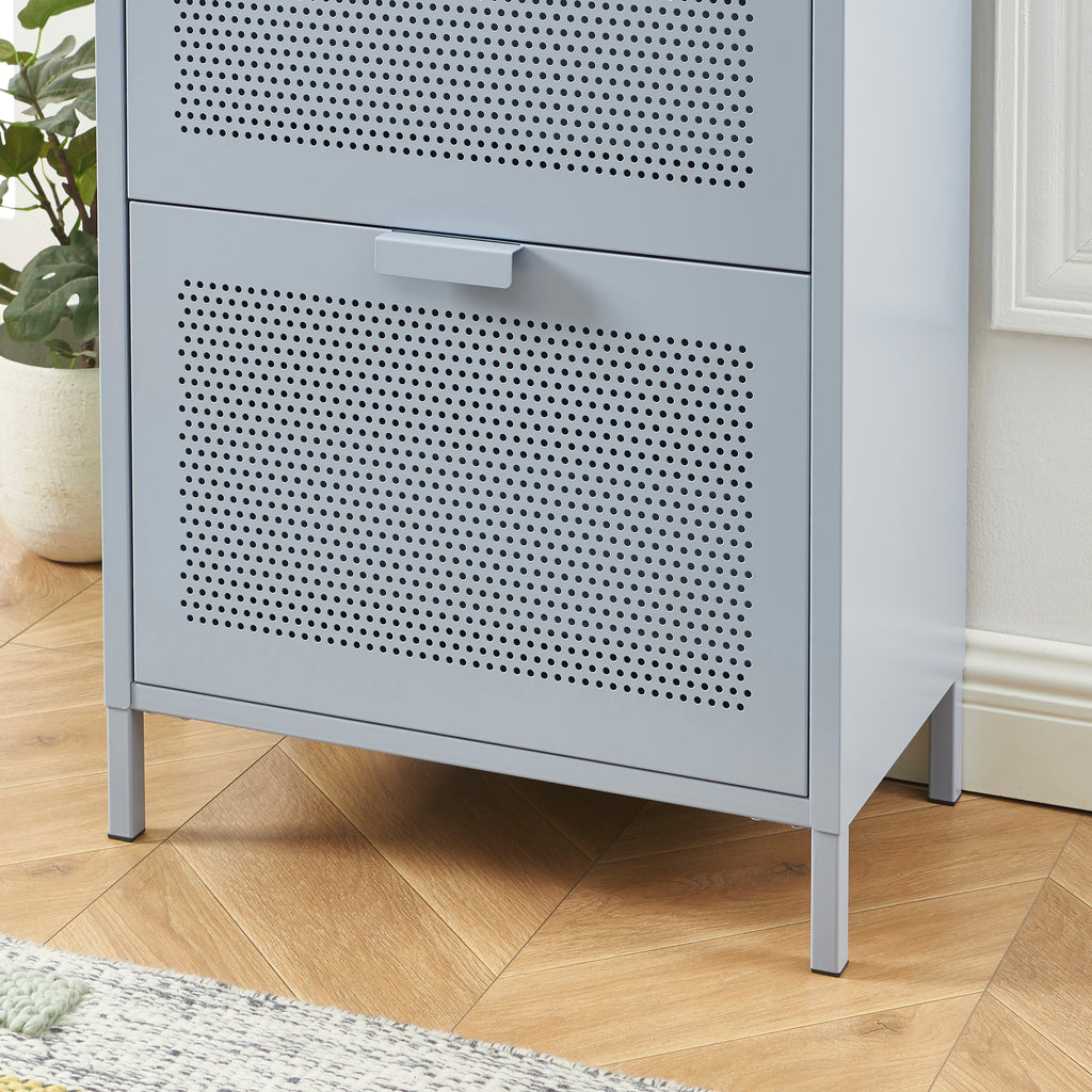 Shoe Cabinet - Metal - Gray Blue