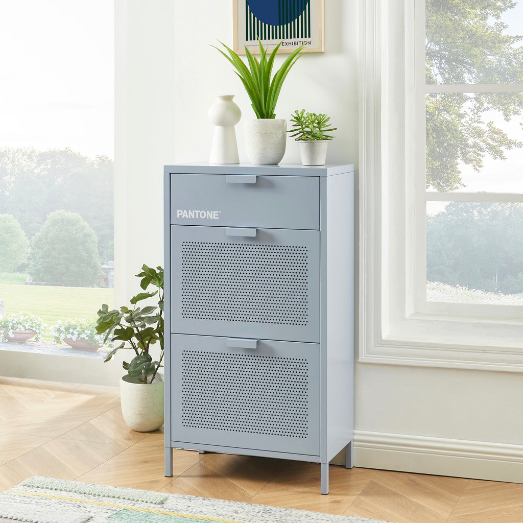 Shoe Cabinet - Metal - Gray Blue