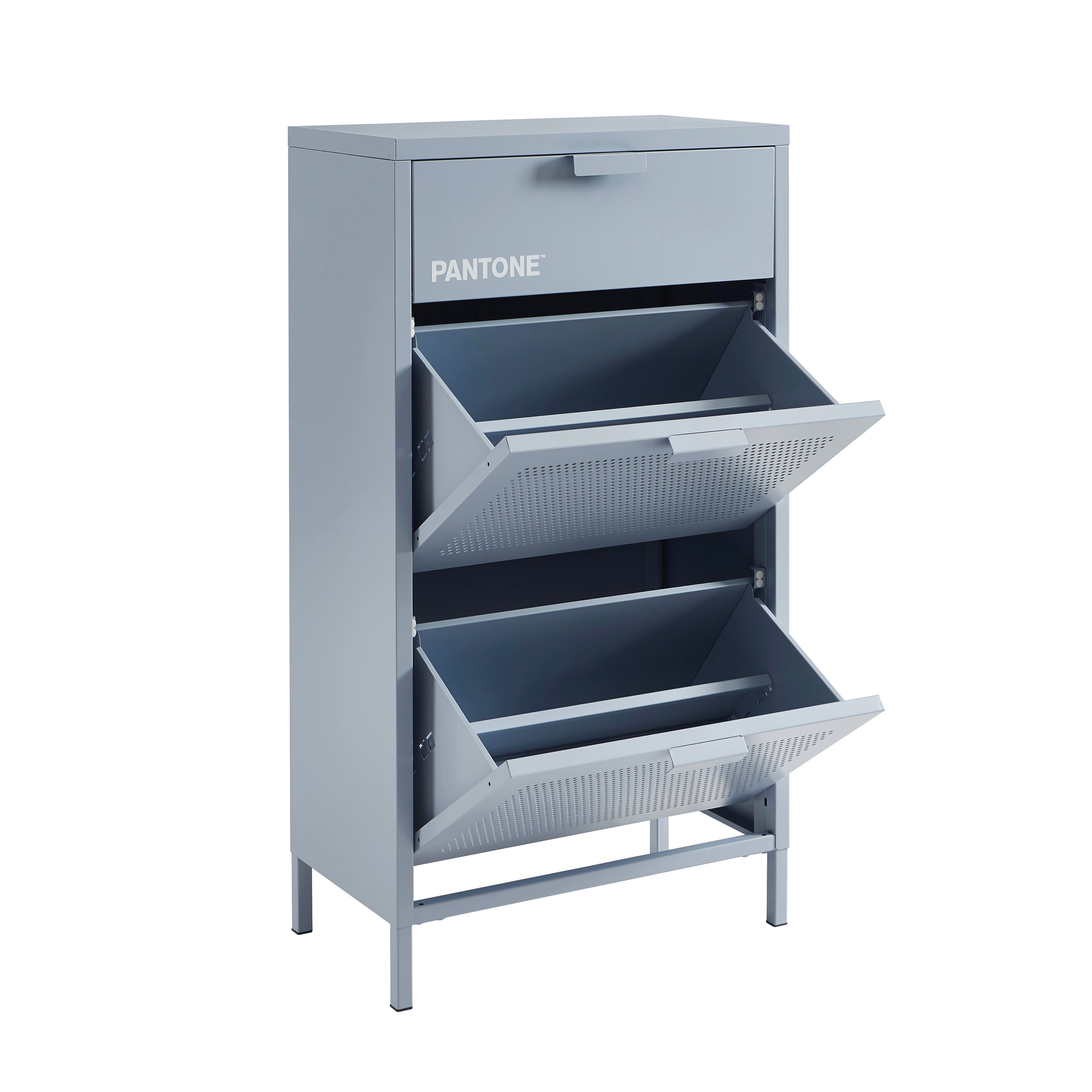 Shoe Cabinet - Metal - Gray Blue