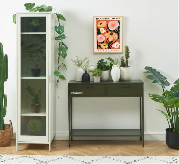 Console Table - Metal - Dark Olive Green