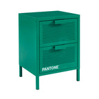 Table De Chevet - Métal - Vert Émeraude - Double Tiroirs