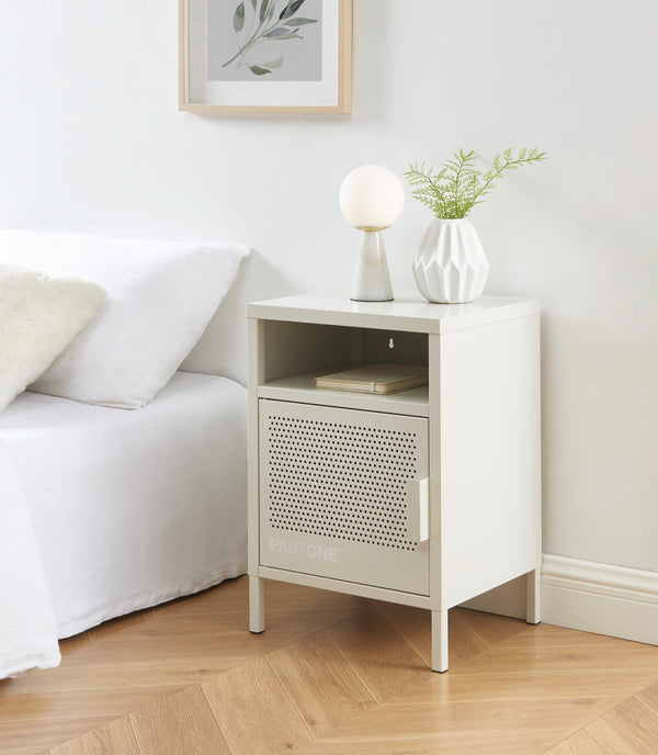 Bedside Table - Metal - Sand Beige