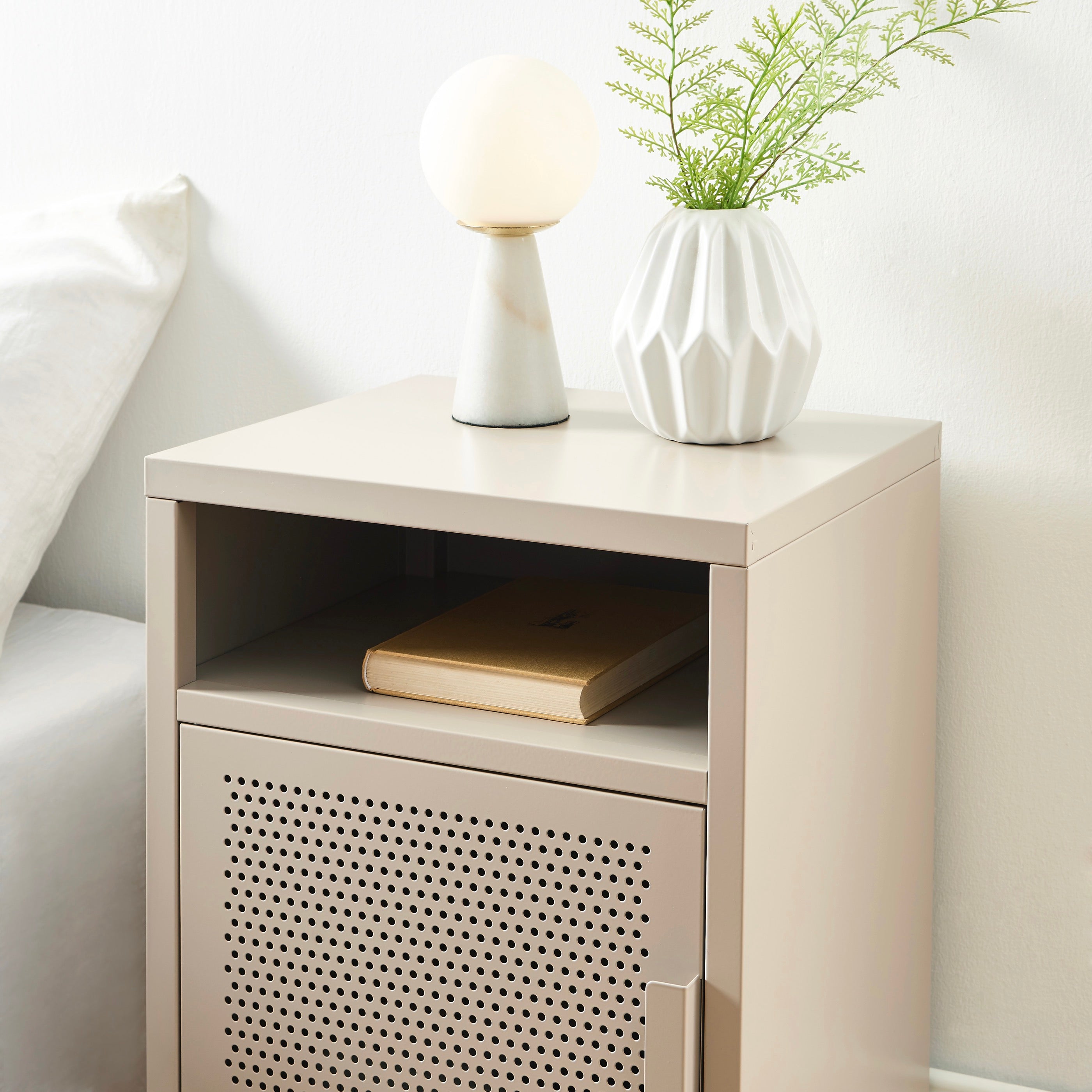 Bedside Table - Metal - Taupe