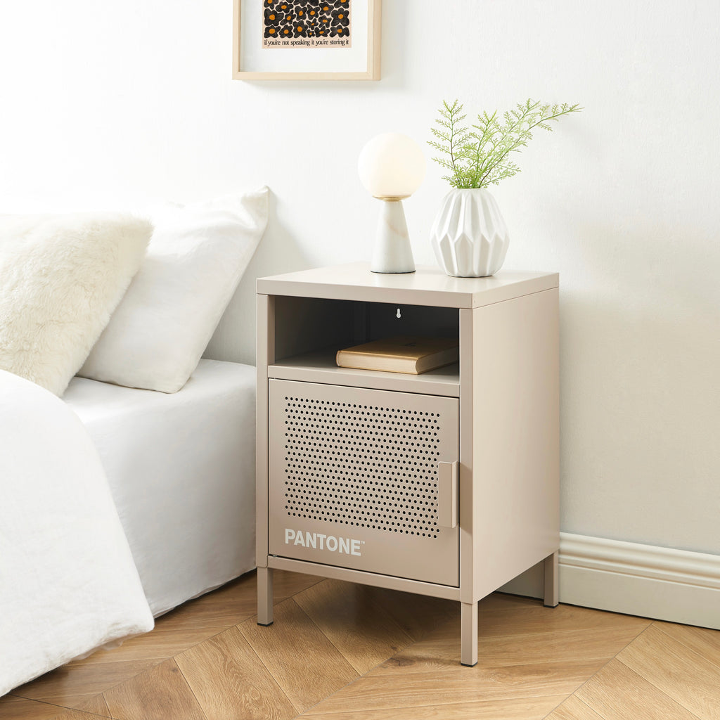 Bedside Table - Metal - Taupe