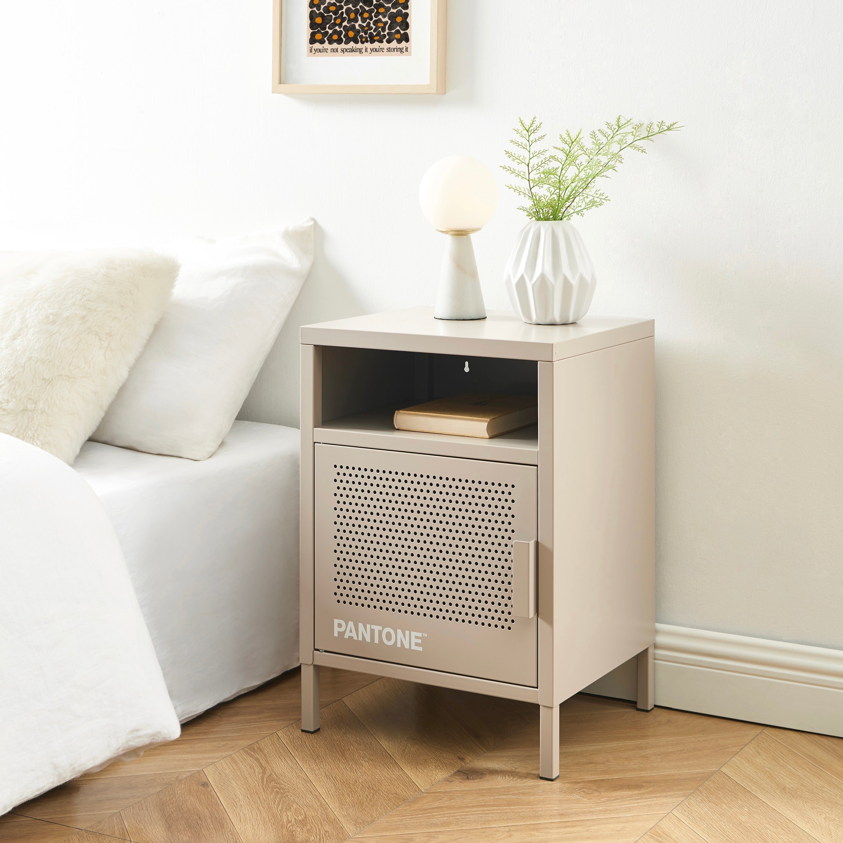 Bedside Table - Metal - Taupe