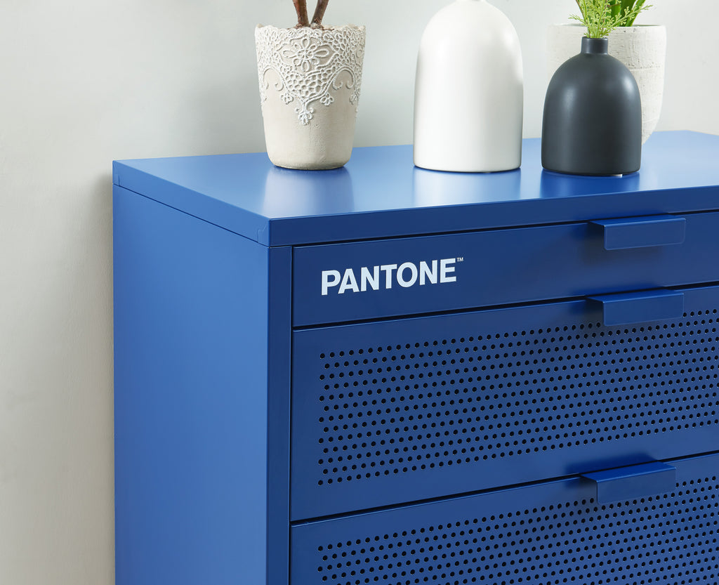 Commode - Métal - Bleu Électrique - 4 Tiroirs