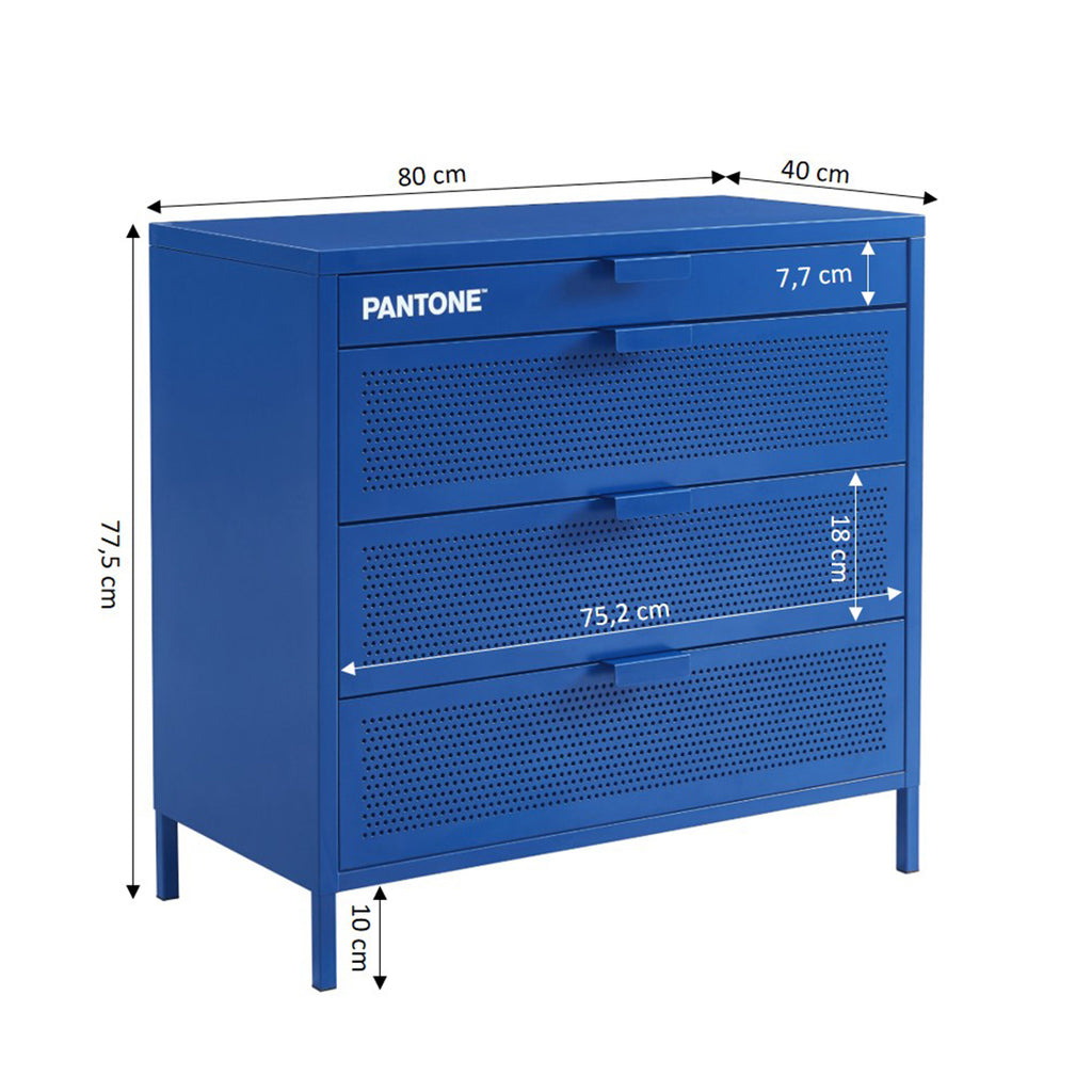 Commode - Métal - Bleu Électrique - 4 Tiroirs