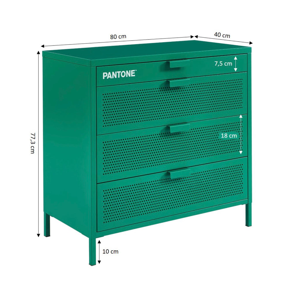 Commode - Métal - Vert Émeraude - 4 Tiroirs