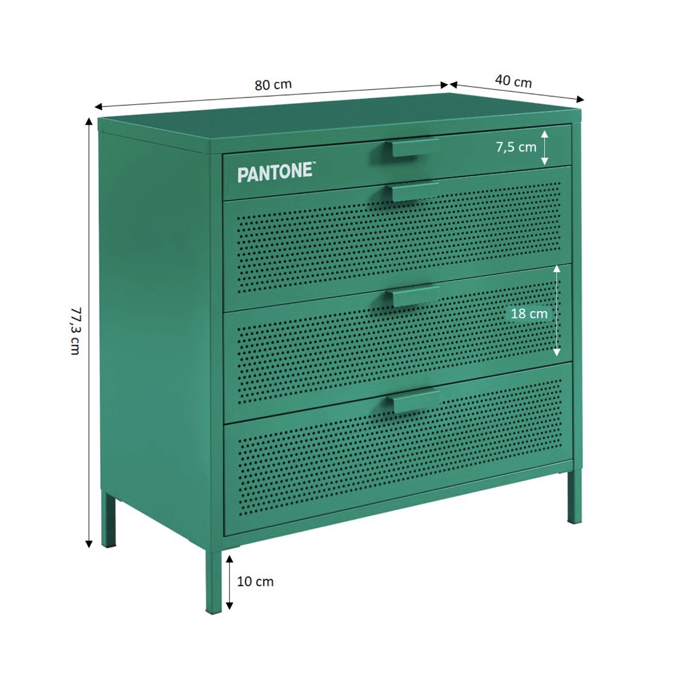 Commode - Métal - Vert Émeraude - 4 Tiroirs