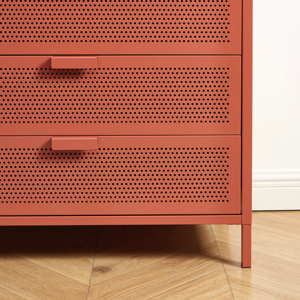 Chest of drawers - Metal - Terracotta - 4 Drawers