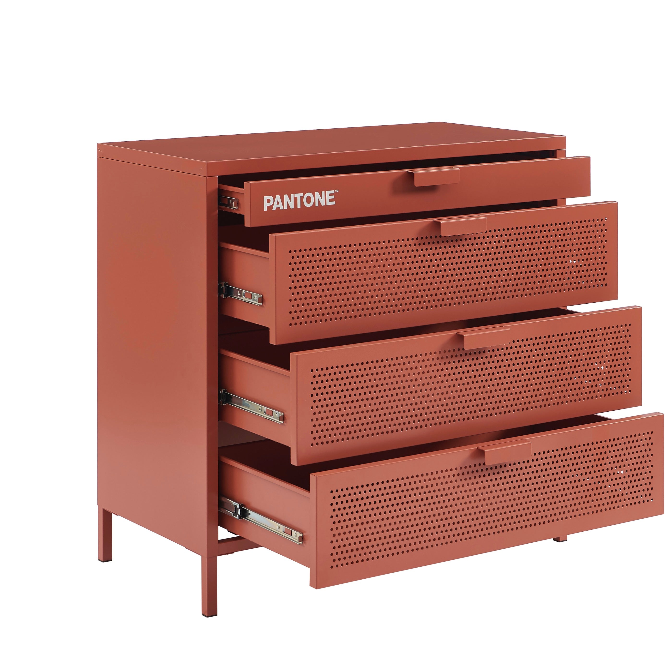 Chest of drawers - Metal - Terracotta - 4 Drawers