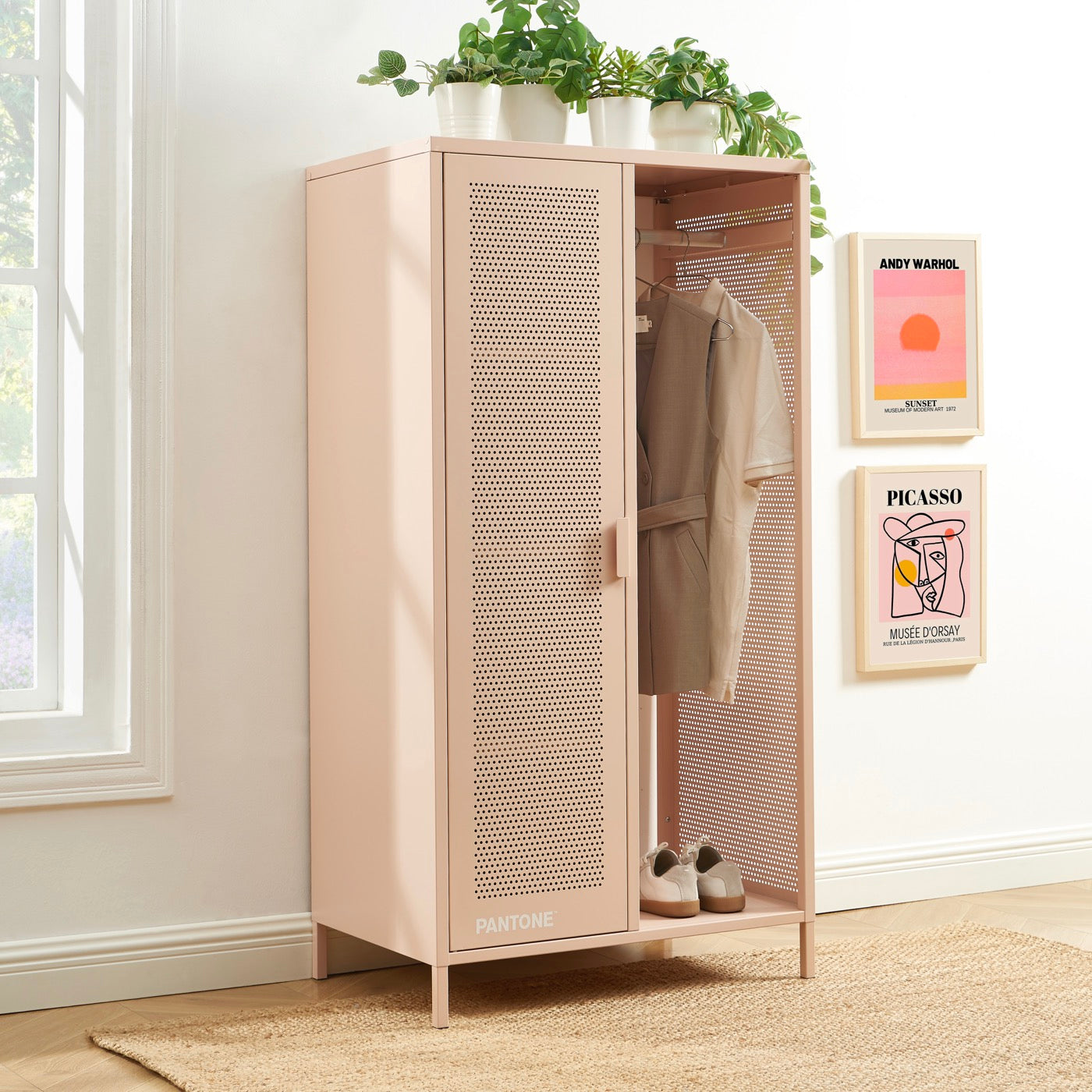 Vestiaire Avec Penderie - Métal - Rose Blush