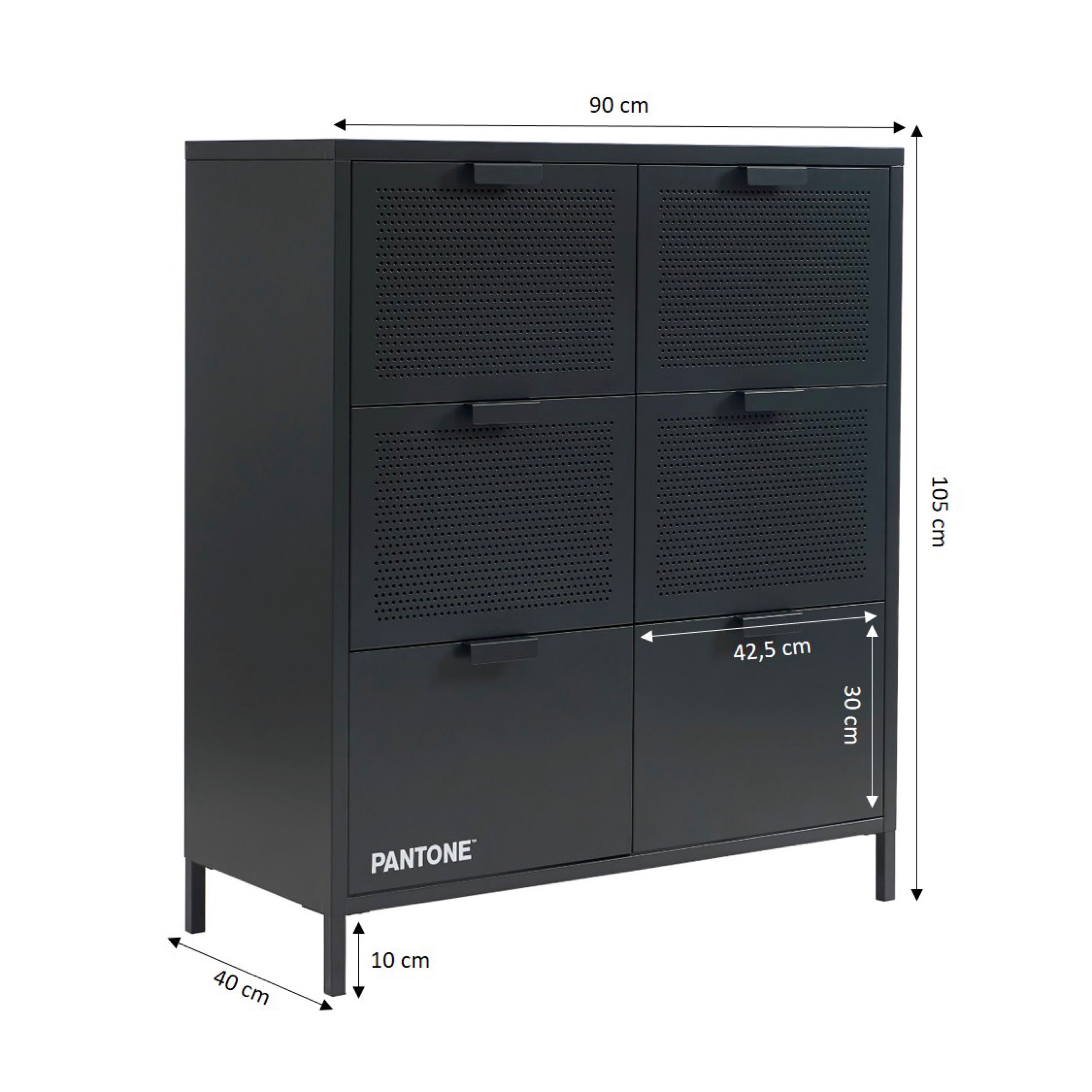 Chest of drawers - Metal - Anthracite Gray - 6 Drawers