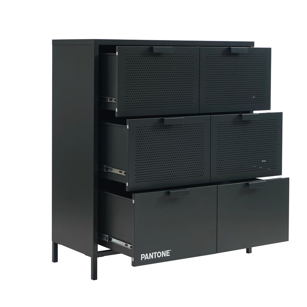 Chest of drawers - Metal - Anthracite Gray - 6 Drawers