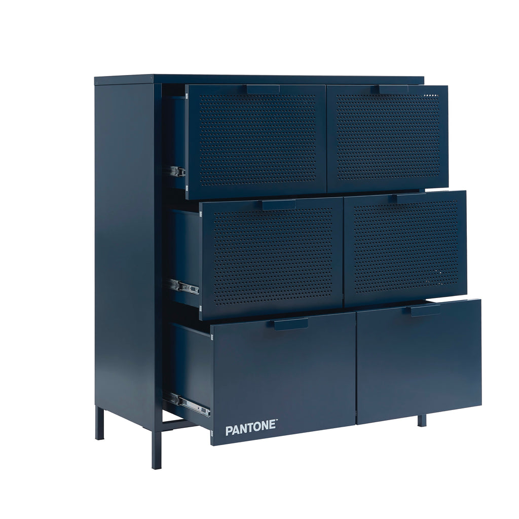 Commode - Métal - Bleu Nuit - 6 Tiroirs