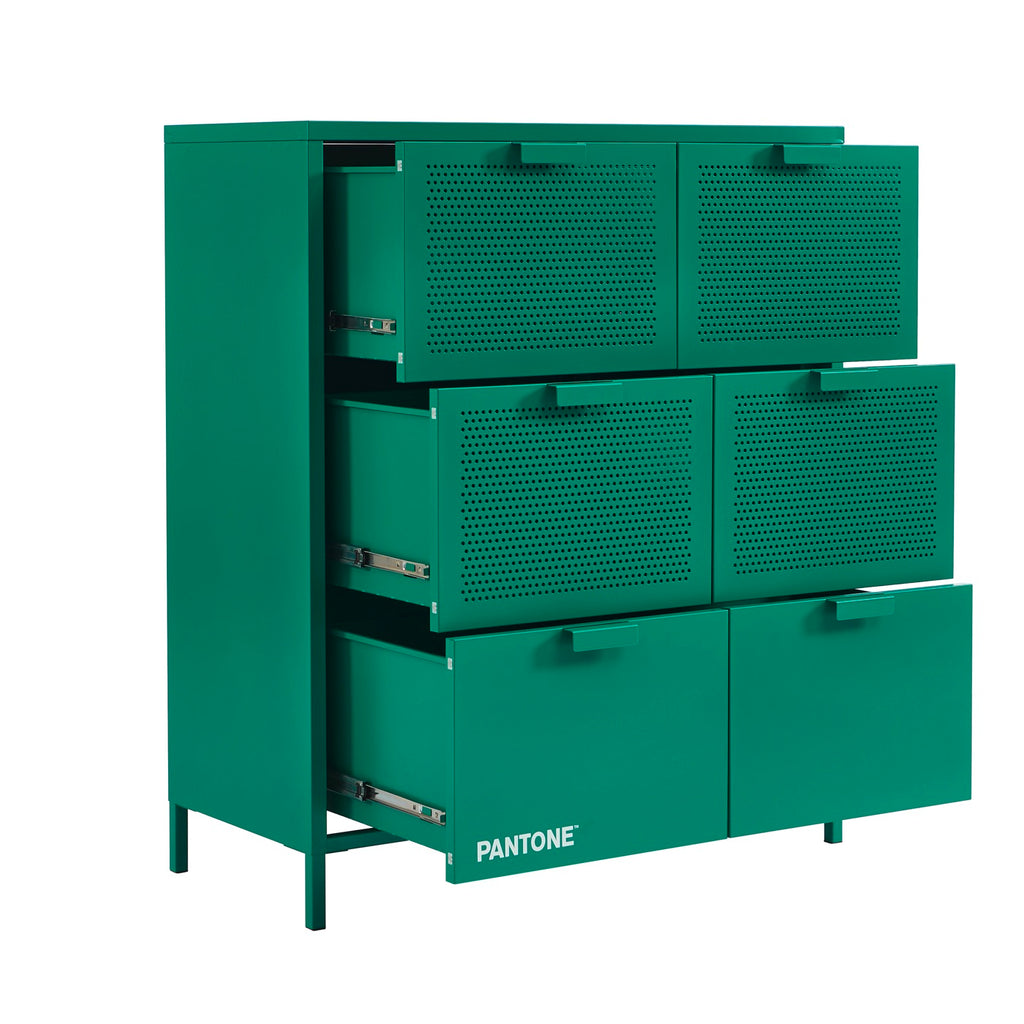 Cómoda - Metal - Verde Esmeralda - 6 Cajones