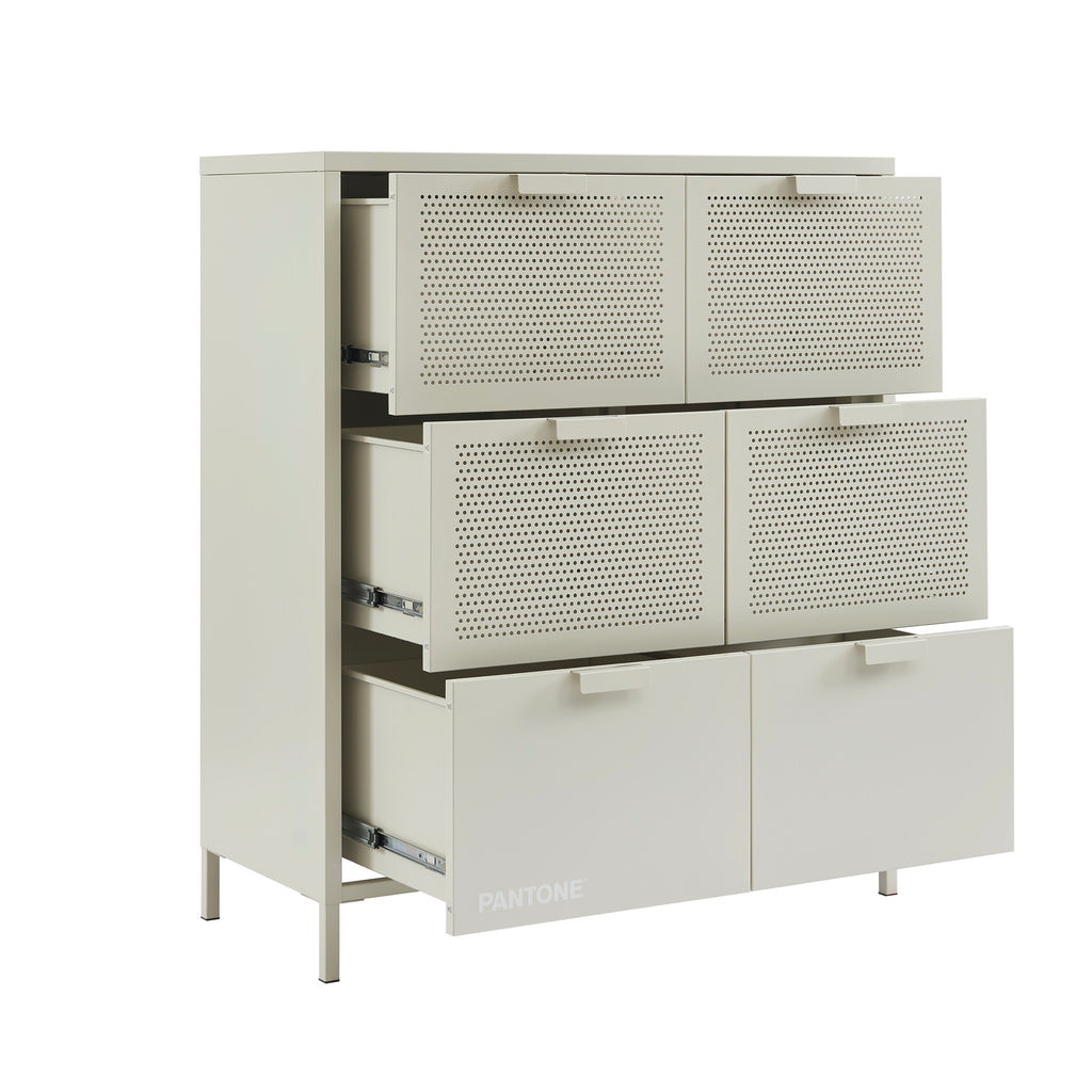 Chest of drawers - Metal - Sand Beige - 6 Drawers