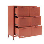 Chest of drawers - Metal - Terracotta - 6 Drawers