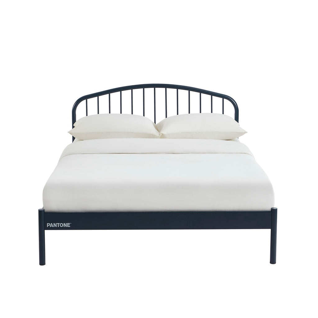 Cama 140x190 - Metal - Azul Noche - Somier incluido