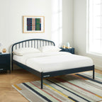 Cama 140x190 - Metal - Azul Noche - Somier incluido