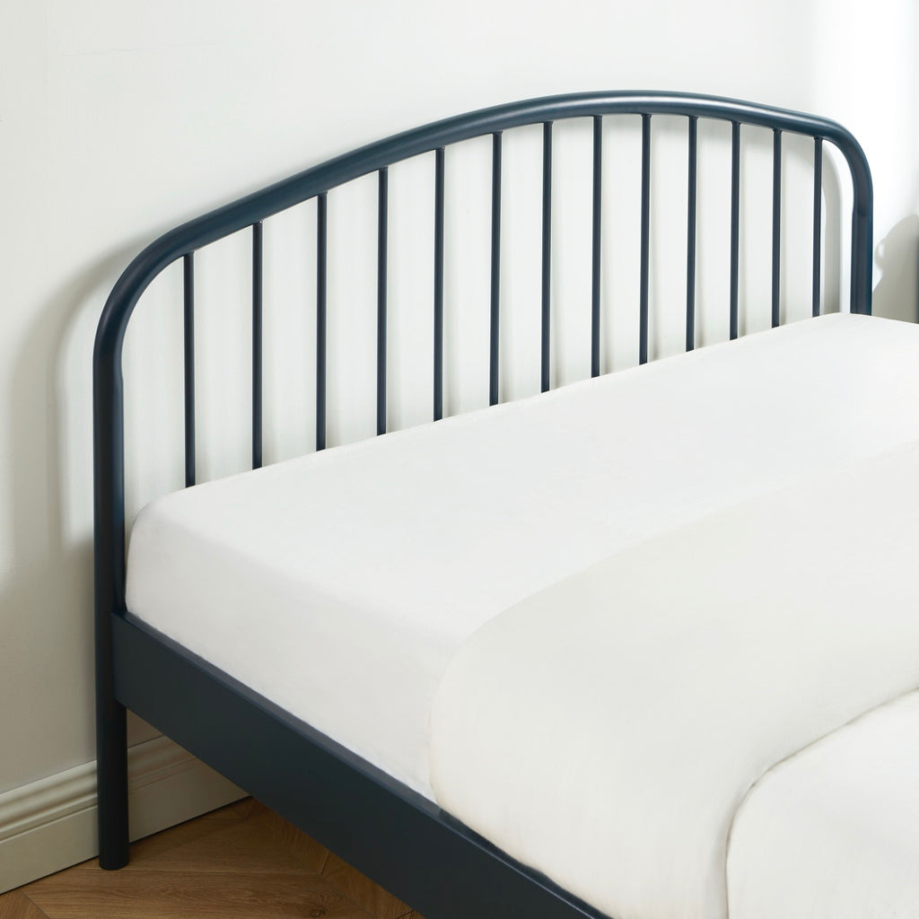 Cama 140x190 - Metal - Azul Noche - Somier incluido
