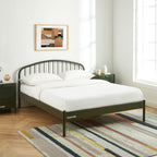 Cama 140x190 - Metal - Verde Oliva - Somier incluido