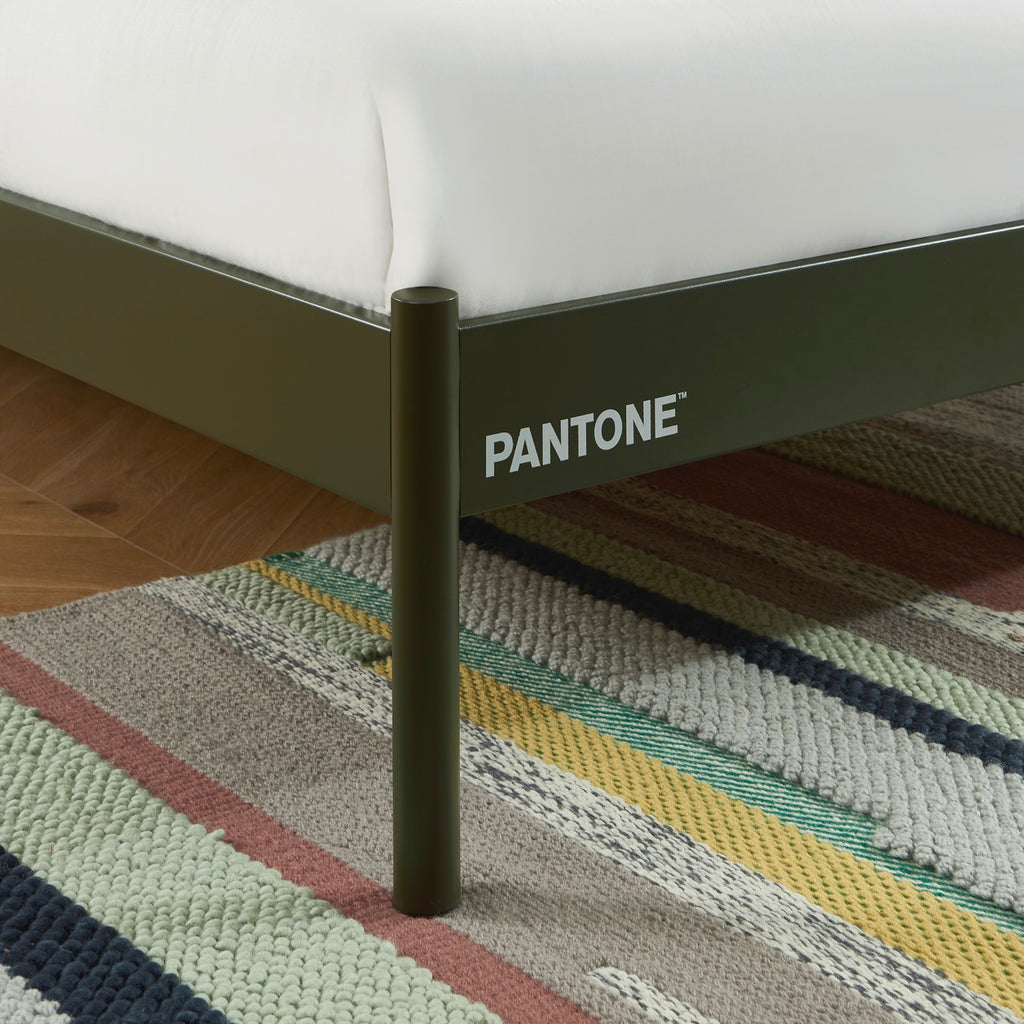 Cama 140x190 - Metal - Verde Oliva - Somier incluido