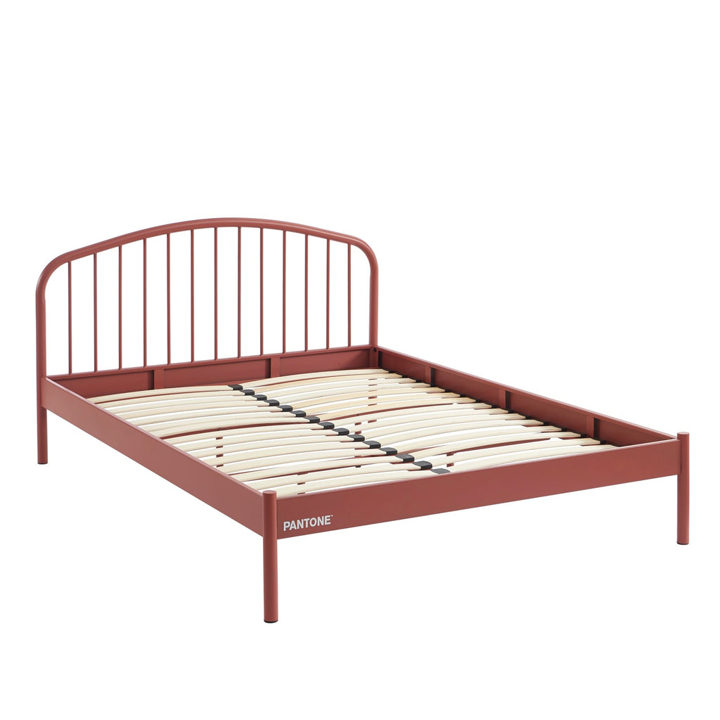 Cama 140x190 - Metal - Terracota - Somier incluido