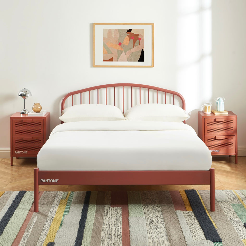 Cama 140x190 - Metal - Terracota - Somier incluido