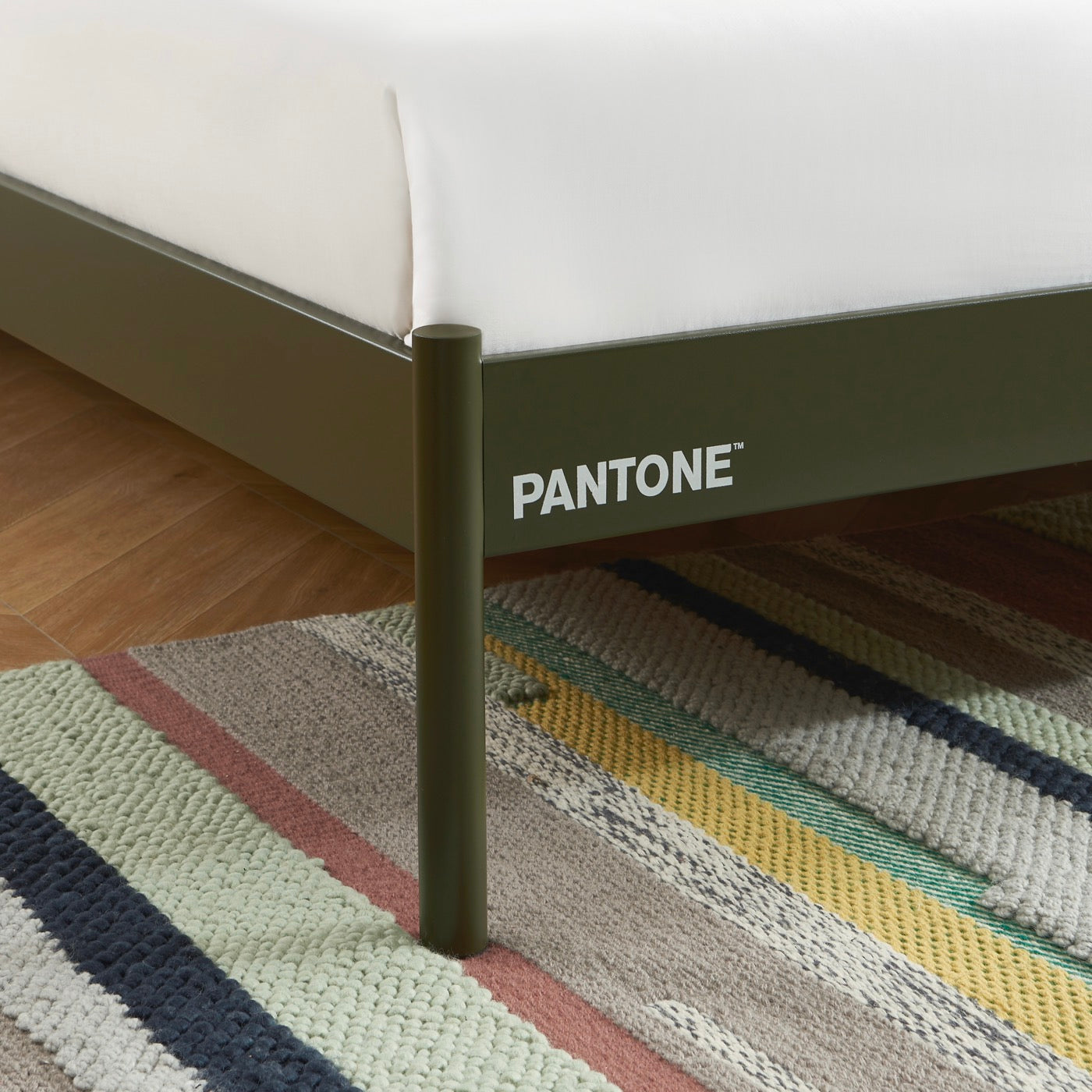 Cama 140x190 - Metal - Verde Oliva - Somier Incluido