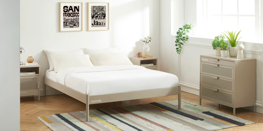 Lit 140x190 - Métal - Taupe - Sommier Inclus