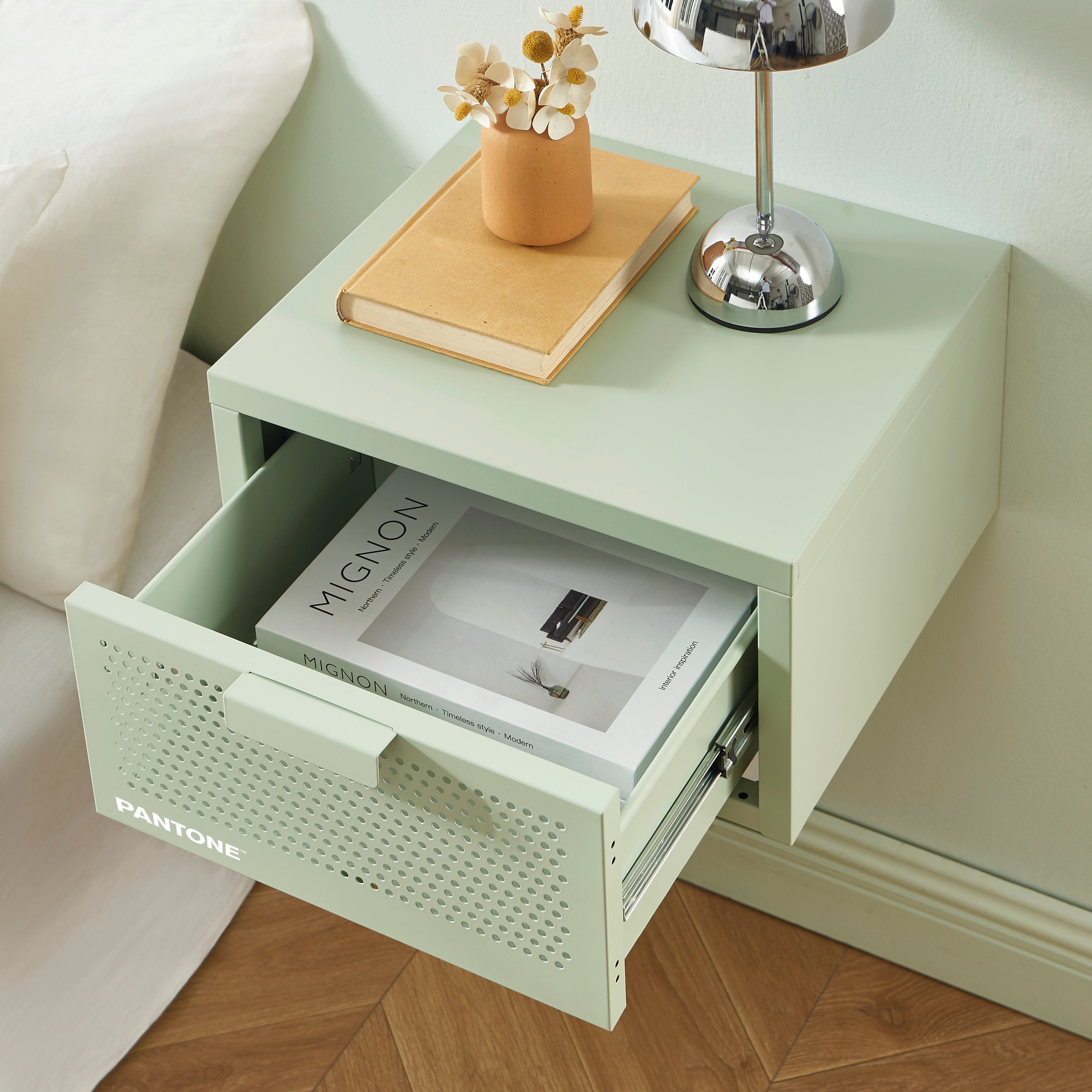 Wall Bedside Table - Metal - Almond Green