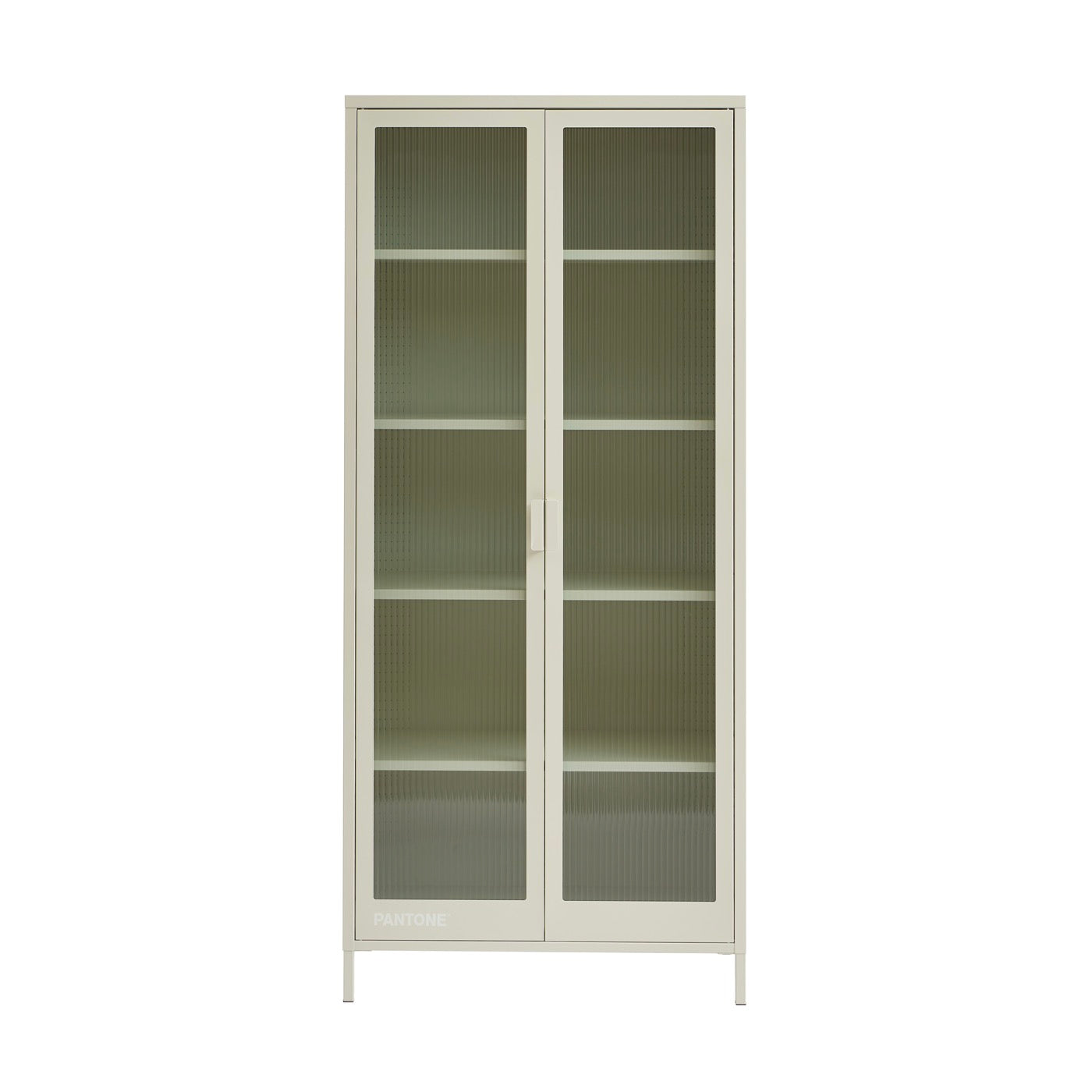 Vaisselier En Verre Cannelé Et Métal - Beige
