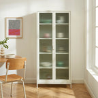 Vaisselier En Verre Cannelé Et Métal - Beige