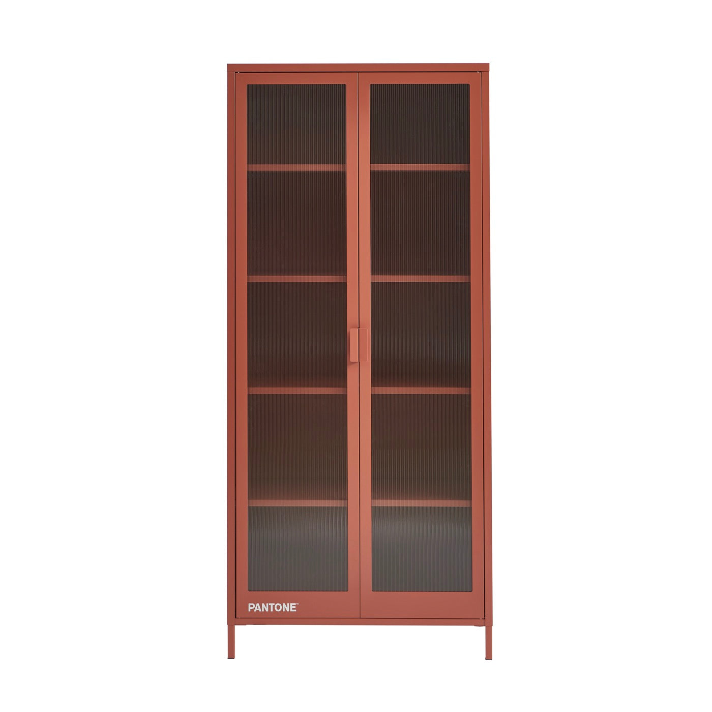 Fluted Glass And Metal Dresser - Terracotta